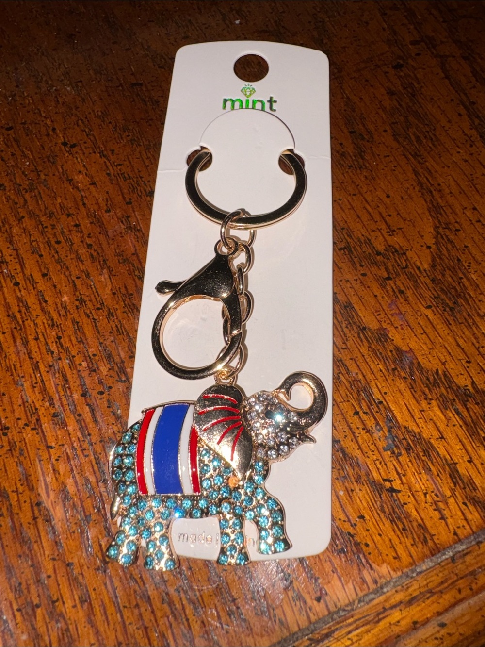 Patriotic Rhinestone Elephant Keychain/Bag Charm – NWT